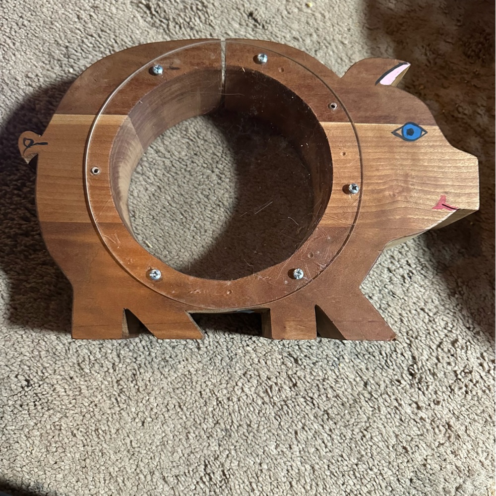 Vtg | Wooden Piggy Bank